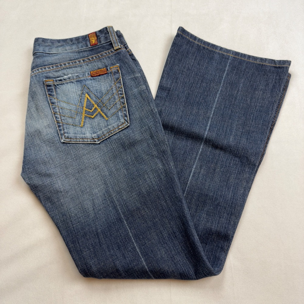 7 For All Mankind Women's‎ 29 X 30 Bootcut Jeans Dark Wash Flared Denim A Pocket